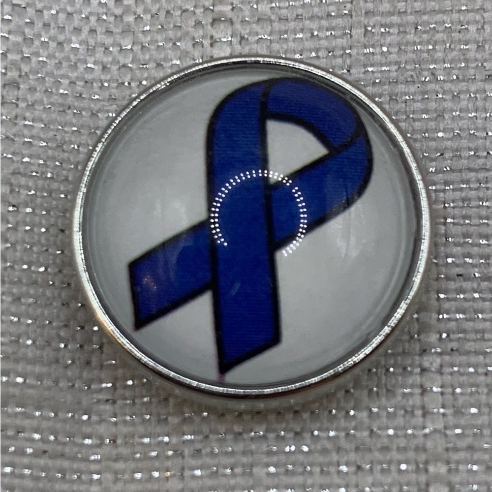 DARK BLUE RIBBON - Snap Button Charm - 18mm/20mm